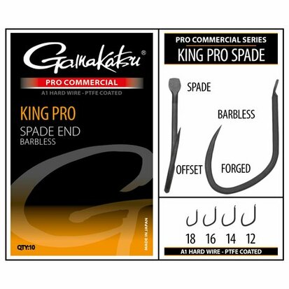 Gamakatsu King Pro Spade End Barbless (maat 18) goudvoorn