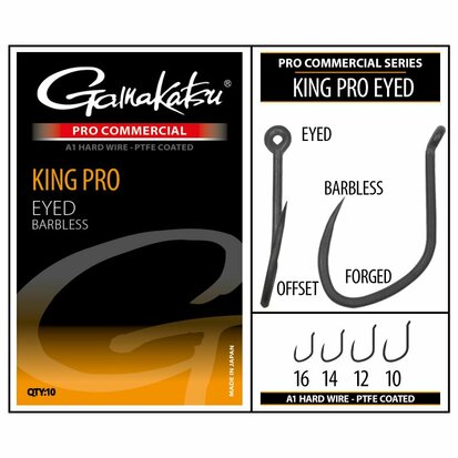 Gamakatsu King Pro Eyed Barbless (maat 16) goudvoorn