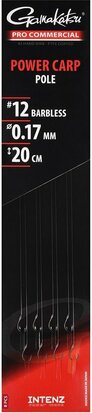 Gamakatsu Pro Commercial Power Carp Pole 20cm Barbless (8 pcs) - Maat : Haak 14 - 0.17mm goudvoorn