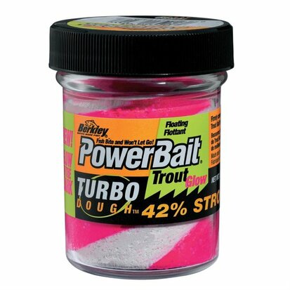 Berkley Powerbait Foreldeeg Troutbait Glow in the Dark Fluo Rood/Wit 50gr