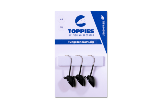 Toppies Tungsten Jighead Dart Black Matt haakmaat 1/0 7gr