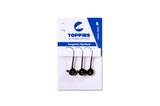 Toppies Tungsten Jighead Ball Black haakmaat 1/0 7.2gr