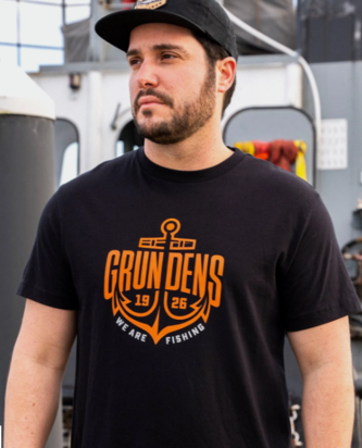Grundens Tshirt Logo Anchor SS zwart (Large)