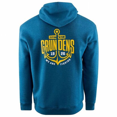 Grundens Displacement DWR Logo Anchor Hoodie Navy Heather (Large)