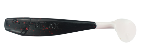 Relax Lures Kingshad 4 Black White Tail Red Glitter (10cm)