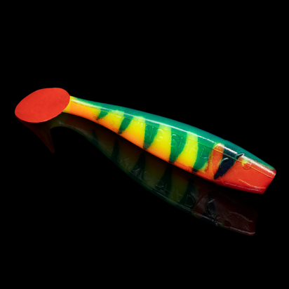 Relax Lures Kingshad 5 Green Stripes Yellow Orange Red Tail (12.5cm)