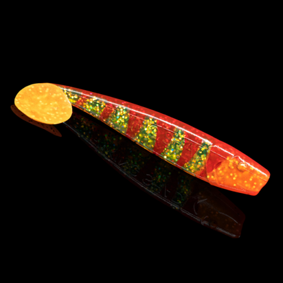 Relax Lures Kingshad 5 Green Stripes Yellow Orange Red Tail (12.5cm)