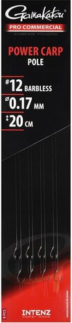 Gamakatsu Pro Commercial Power Carp Pole 20cm Barbless (8 pcs) - Maat : Haak 14 - 0.17mm goudvoorn