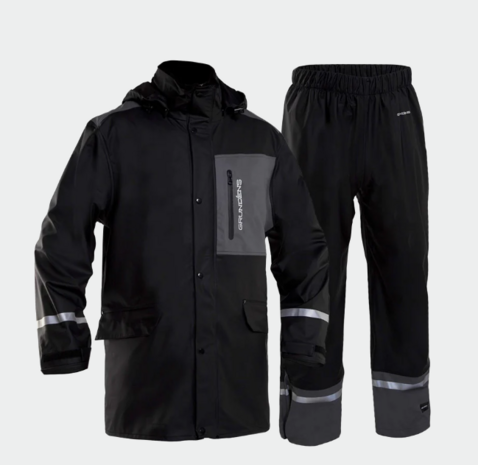 Grundens Sunnan Regenpak zwart: jas & broek Waterproof (extra large)
