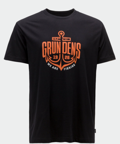 Grundens Tshirt Logo Anchor SS zwart (Extra Large)