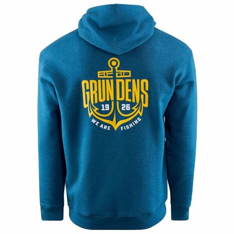 Grundens Displacement DWR Logo Anchor Hoodie Navy Heather (Large)
