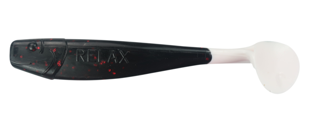 Relax Lures Kingshad 4 Black White Tail Red Glitter (10cm)